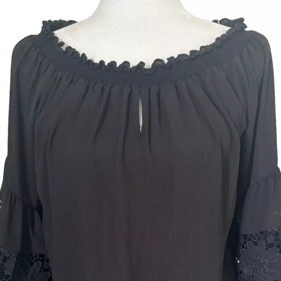 Joseph Ribkoff Off The Shoulder Lace Top Women's Sz 6 peasant boho Eye Lace VTG - Picture 8 of 13